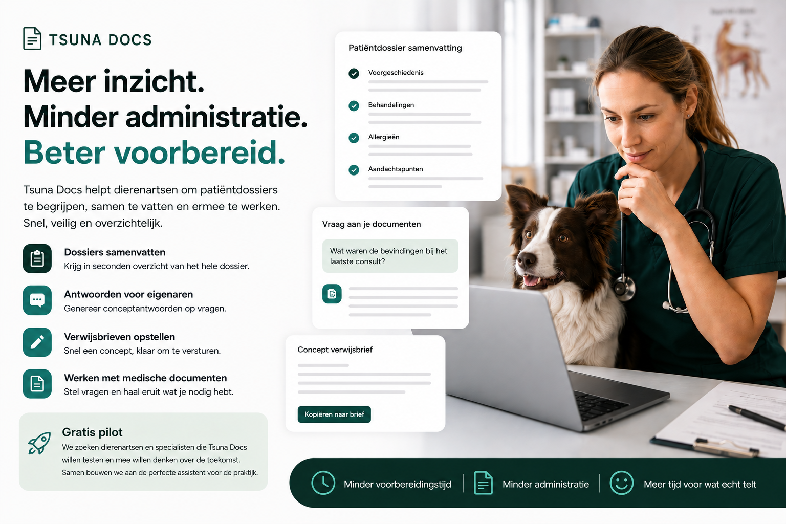 Tsuna Docs voor dierenartsen met dossieroverzicht en minder administratie